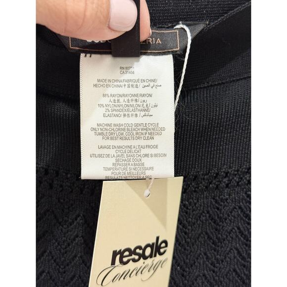 BCBGMaxazria Pull On Open Knit High Waisted Mini Skirt Black Women's Size Small - Picture 4 of 4